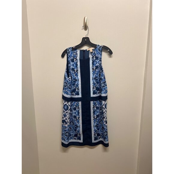 Michael Kors Womens Sleeveless Blue & White Floral Print Dress Size 4 - Picture 2 of 8